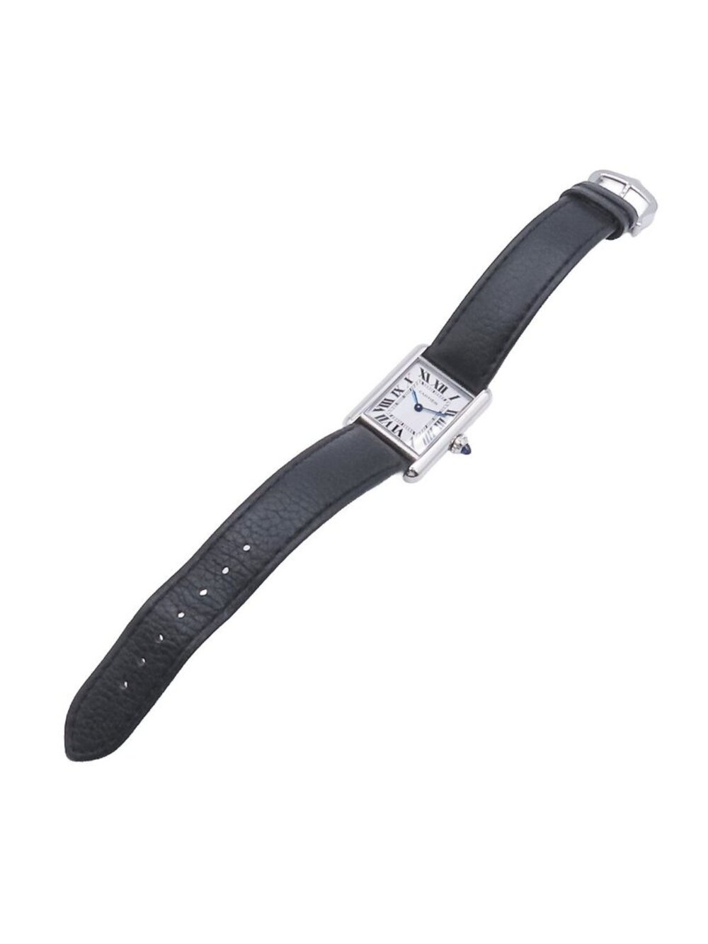 Cartier Tank Must SM Silver Stainless Steel Leather Watch Quartz - Picture 2 of 9